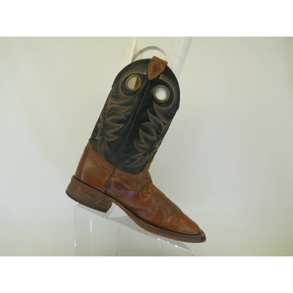 Justin Bent Rail Black Brown Leather Buckaroo Cowboy Western Boots Mens Size 7 D main image 5